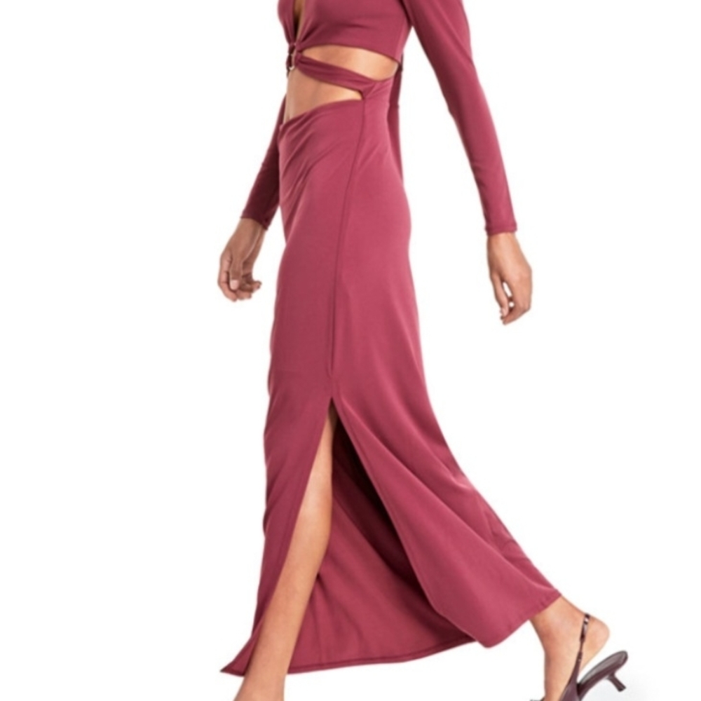 Guess Long Sleeve Cutout Maxi Dress - Dusty Rose